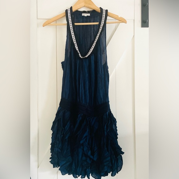 Poupette St. Barth Beline Blue Printed Mini Dress - Picture 2 of 7